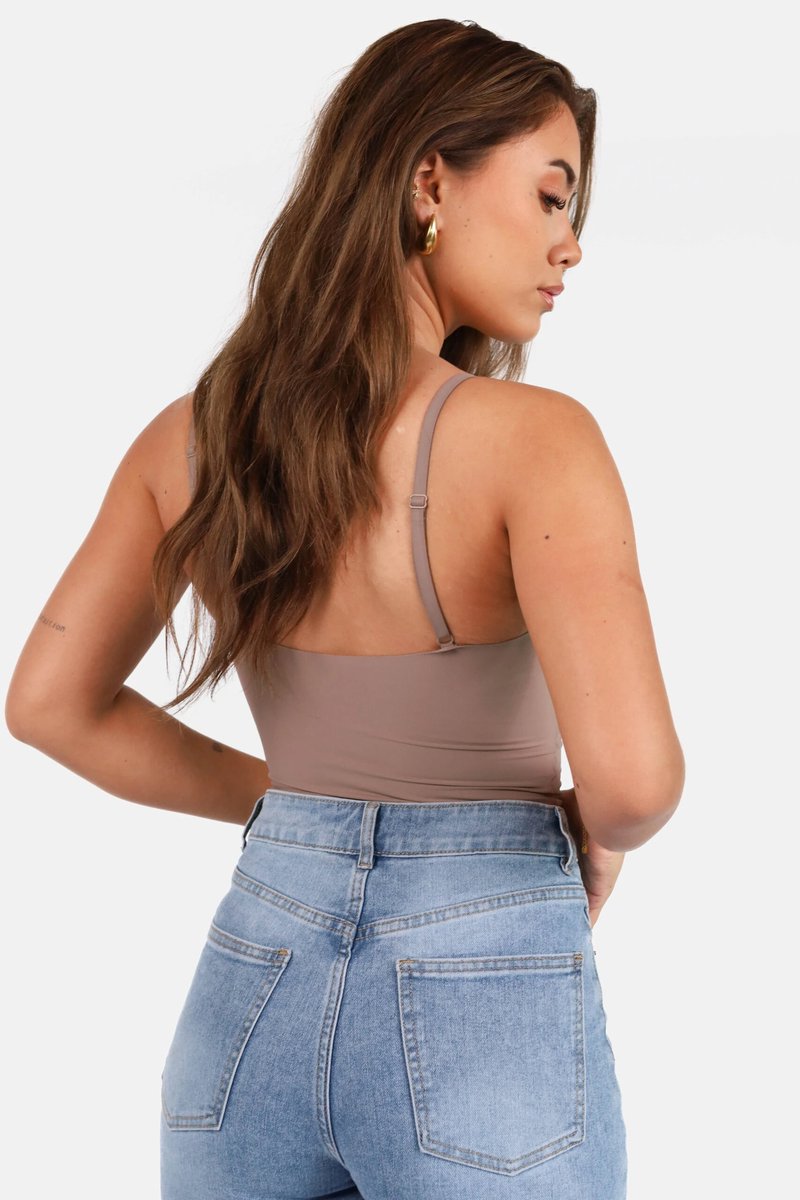 Getdrezzed Top - Maat: XXL - Body met voorgevormde cups taupe