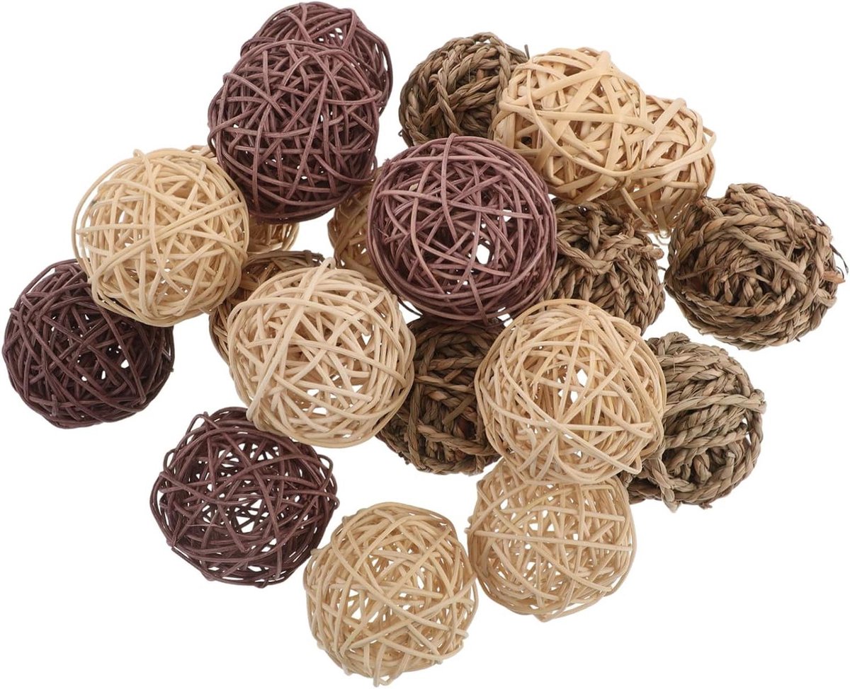 Knaagdier Kauwspeelgoed - Rattan Ballen - Tanden Slijpen - Handgeweven Constructie - 7.5 cm - Diverse kleuren