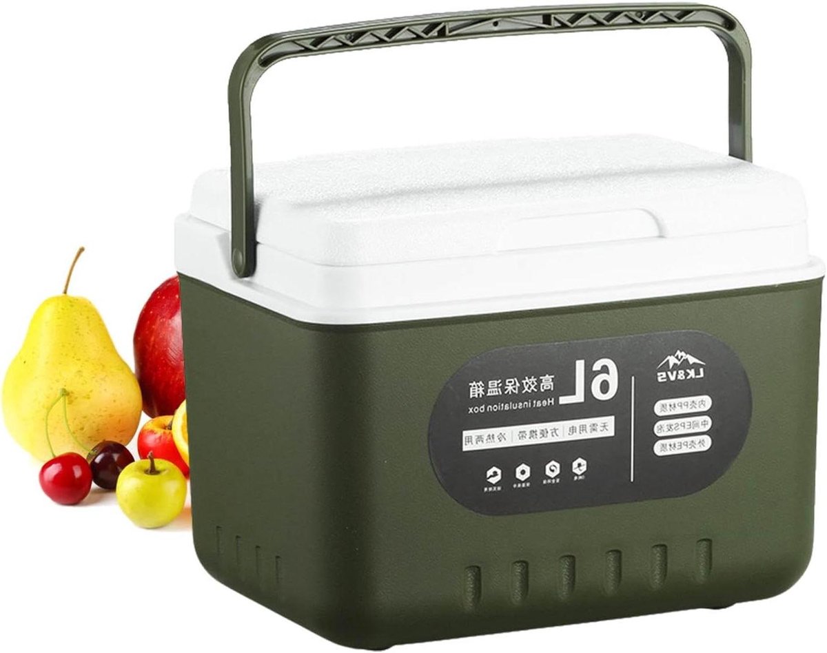 Geïsoleerde Doos - Koelbox Lunchbox - Buitenactiviteiten Opslag - Drielaagse Isolatie - 5.4 QT Capaciteit - Legergroen
