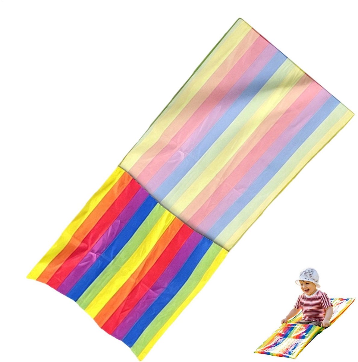 Glijbaan - regenboog grasski-doek buitenspeelgoed voor kinderen ouder-kind interactief sensorische integratietraining met opbergtas