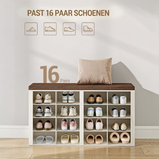 Schoenenkast met 16 vakken, past 16 paar schoenen.