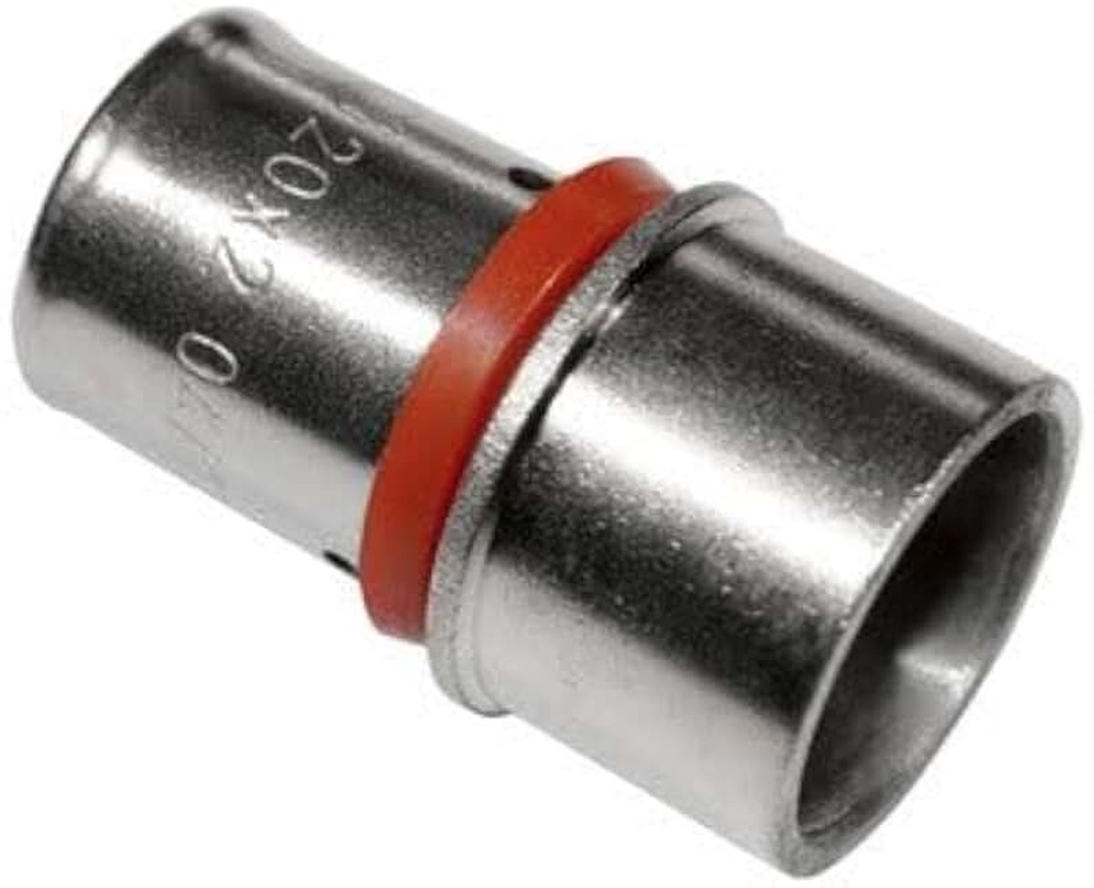 Koperen Adapter 18-16 voor Meerlaags Buis 16 mm, te gebruiken met persmachine, grijs.