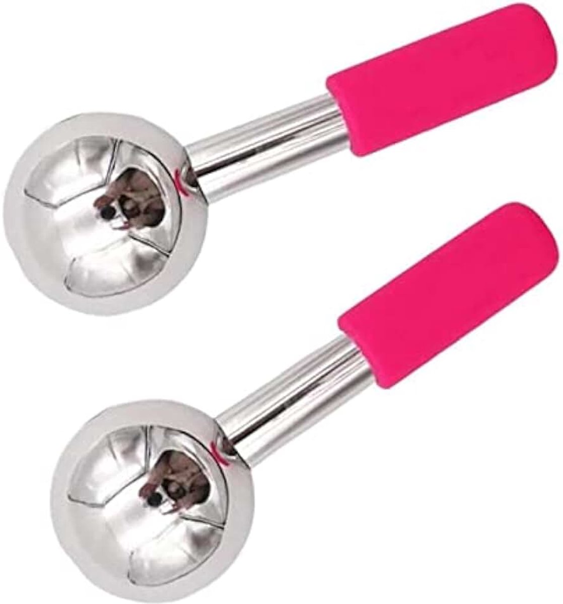 Globes roestvrijstalen gezichtsmassager, cryogene koelroller voor gezicht, hals en ogen, oogschaduw, zakken, huidverzorging rimpels (roze)