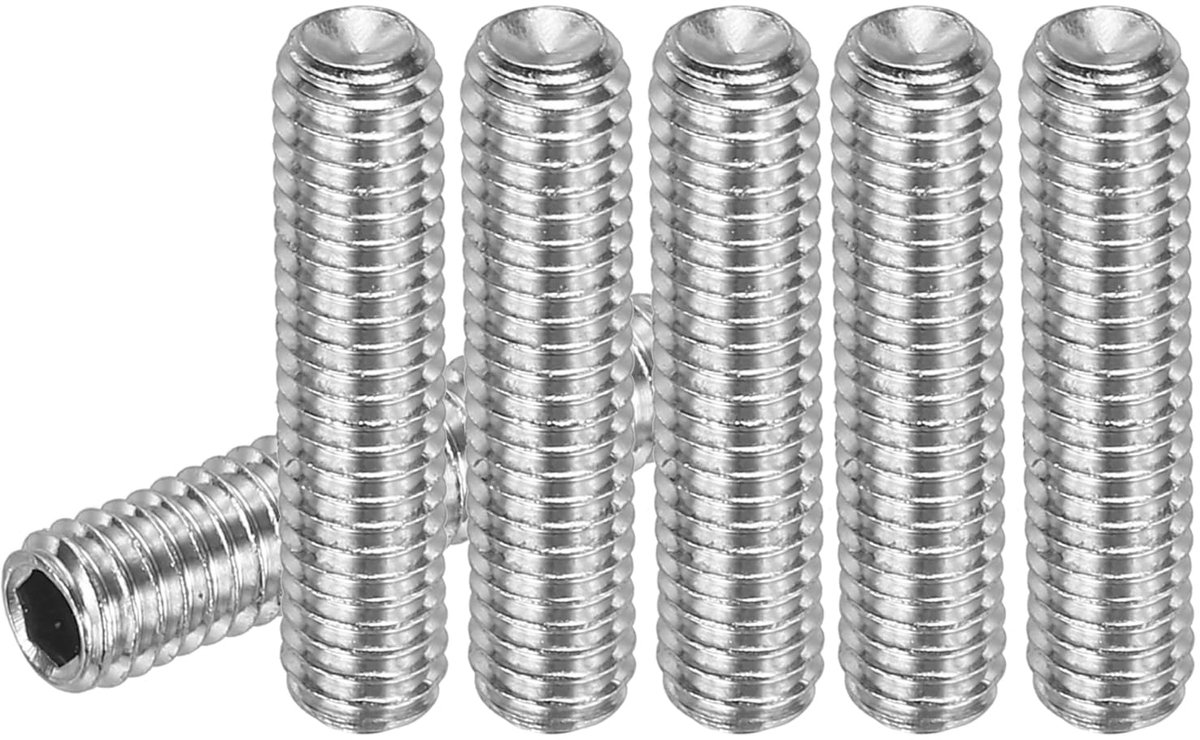 30 stuks madenschroeven M4 x 16 mm, 304 roestvrij staal, madenschroevenset voor deurklinkhouder, meubellampen, kraan, reparaties, zilveren binnenzeskant schroefdraadpennen, schroevenset