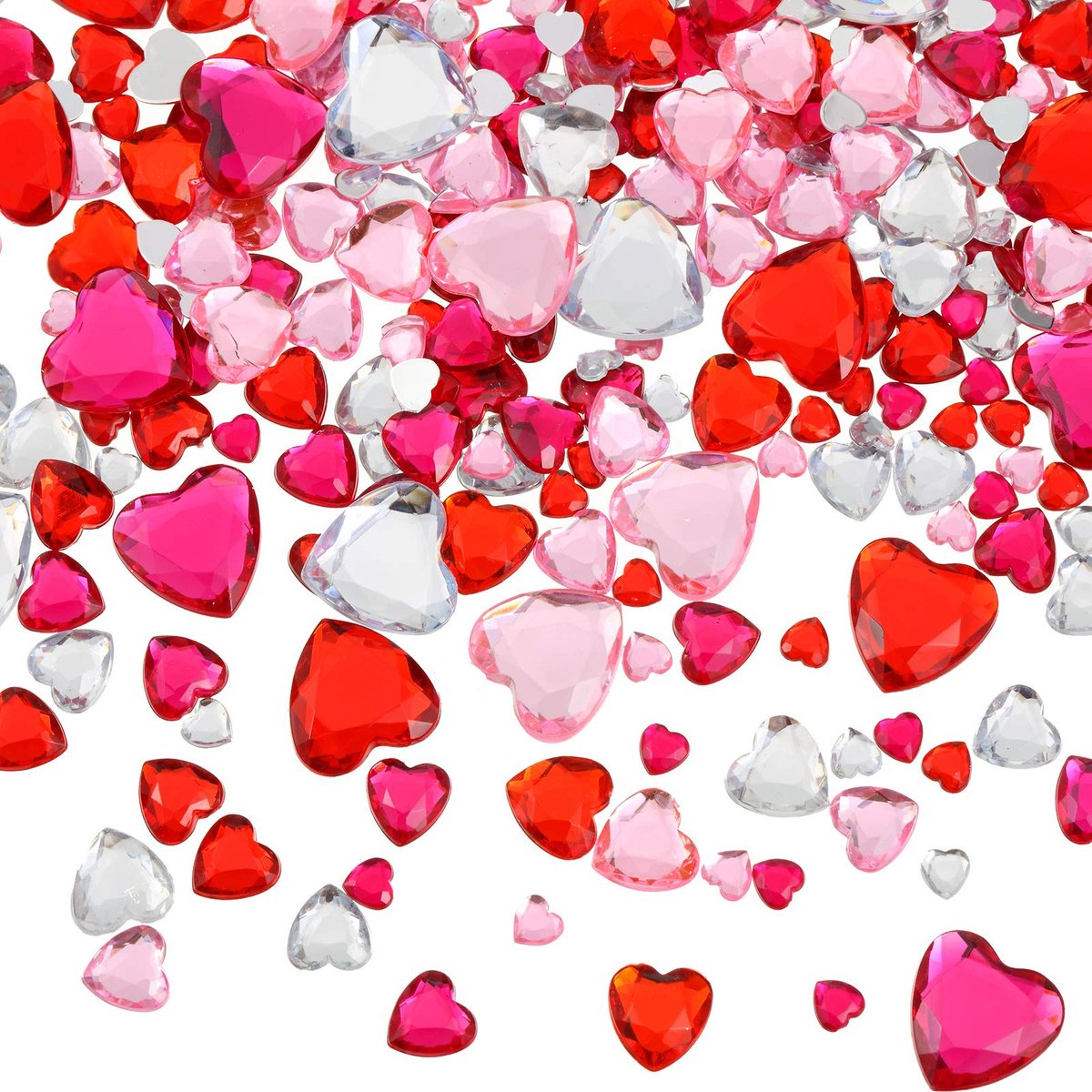 Acryl hart strass hart kristal edelstenen strass platte achterkant 18mm/12mm/10mm/6mm voor Valentijn Bruiloft Decoratie DIY Ambachten Sieraden Maken (Sweet Color)