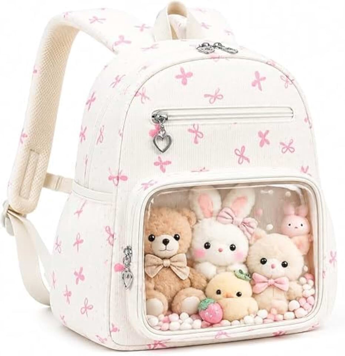 Kinderrugzak meisjes, kleuterschoolrugzak Cord met borstband, rugzak voor kinderen 2-4 jaar, vlinderknopen - beige, Für 2–4 Jahre (12″ hoch, kein Platz für A4-Ordner), Casual