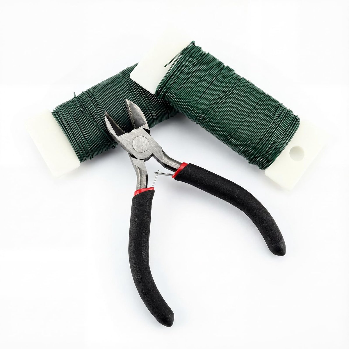 2 rollen, dun, bloemendraad om te knutselen, 0,7 mm x 35 m, binddraad, groen bloemistendraad, wikkeldraad, knutselen, bloemendraad voor bloemen, planten, bloemisterdraad, met punttang