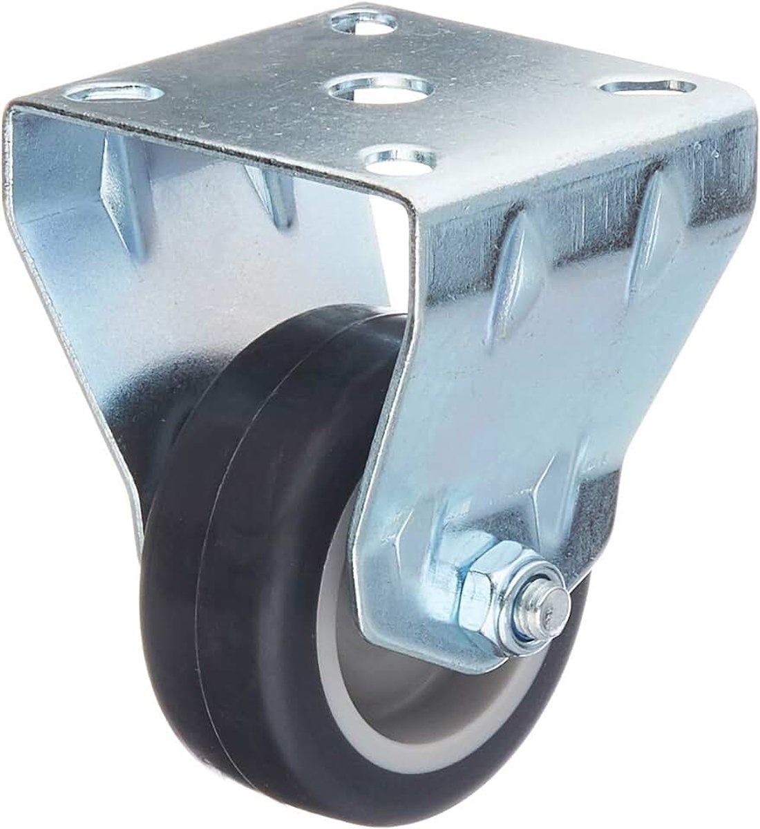 Bokwiel Ø 50 mm - 55 x 55 mm plaat - rubberen wiel - zacht loopvlak - glijlagers - 35 kg draagkracht/transportrol/meubelrol/zware lasten / 800570