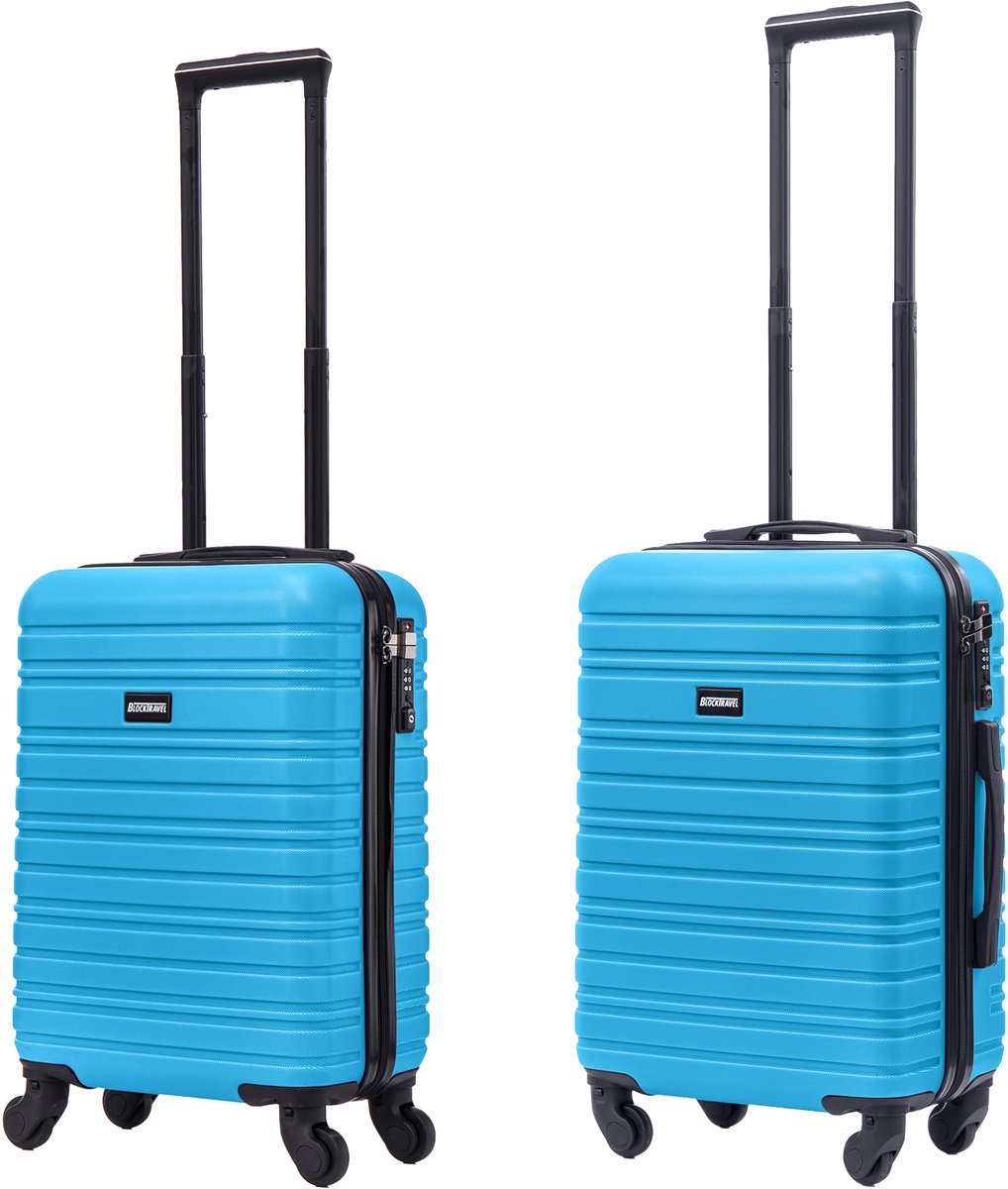 BlockTravel Kofferset 2 Delig - Handbagage Koffer en Reiskoffer met Wielen - Reiskoffer Handbagage Trolley - 29 en 39 Liter - ABS - Afneembare Wielen 360° - TSA Slot - Blauw