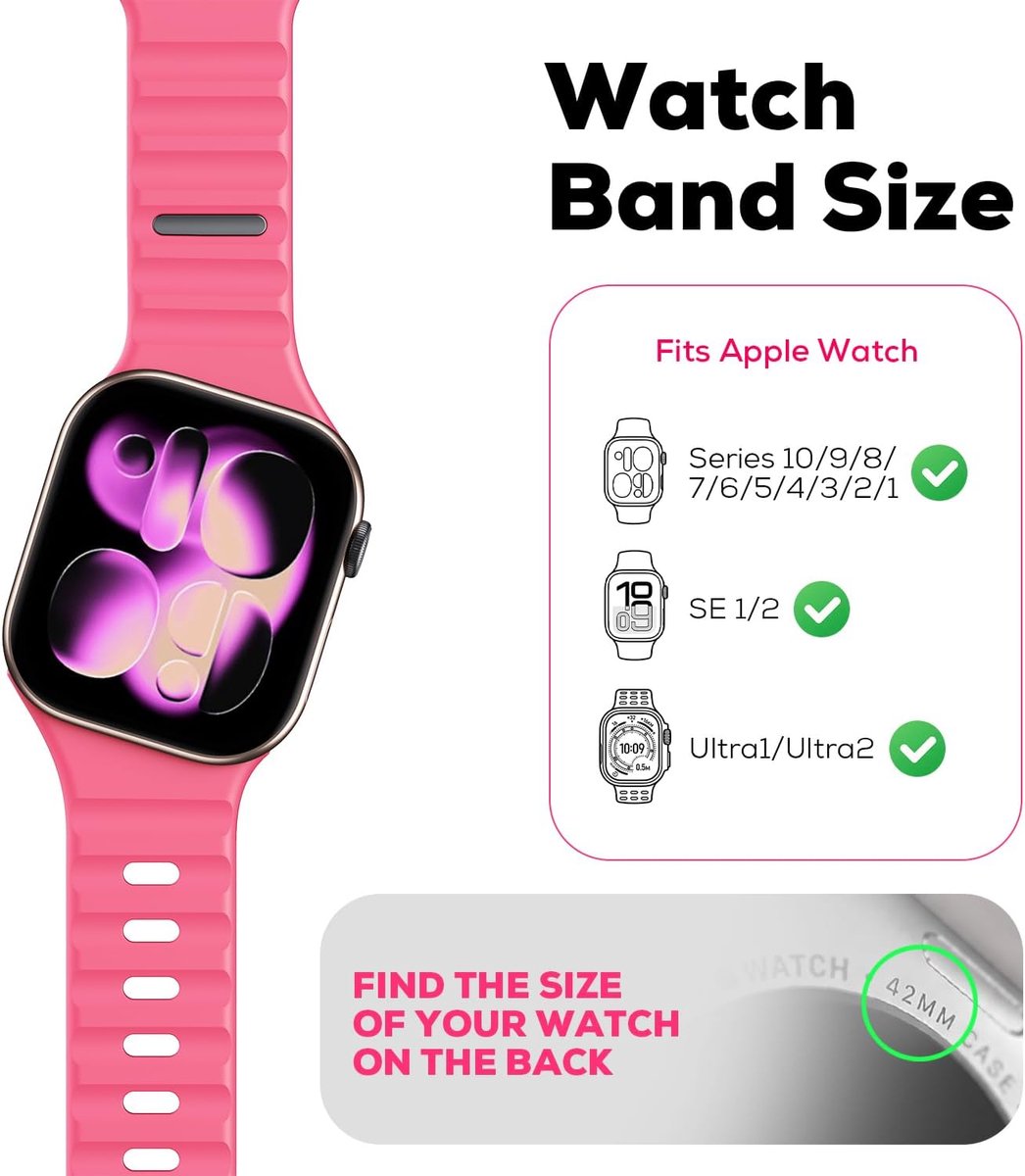 Hoerrye Compatibel met Apple Watch Strap 38 mm 40 mm 41 mm 42 mm 45 mm 46 mm 44 mm 49 mm - ShopVlot