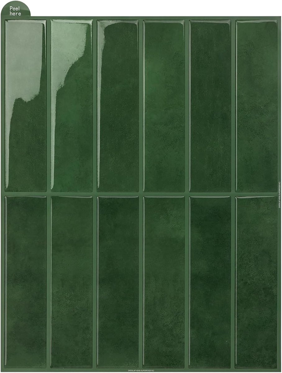 Green Self Adhesive Wall Tiles for Kitchen, 3D Splash Guard, Easy to Clean Self Adhesive Wall Tiles for Bathroom for - ShopVlot