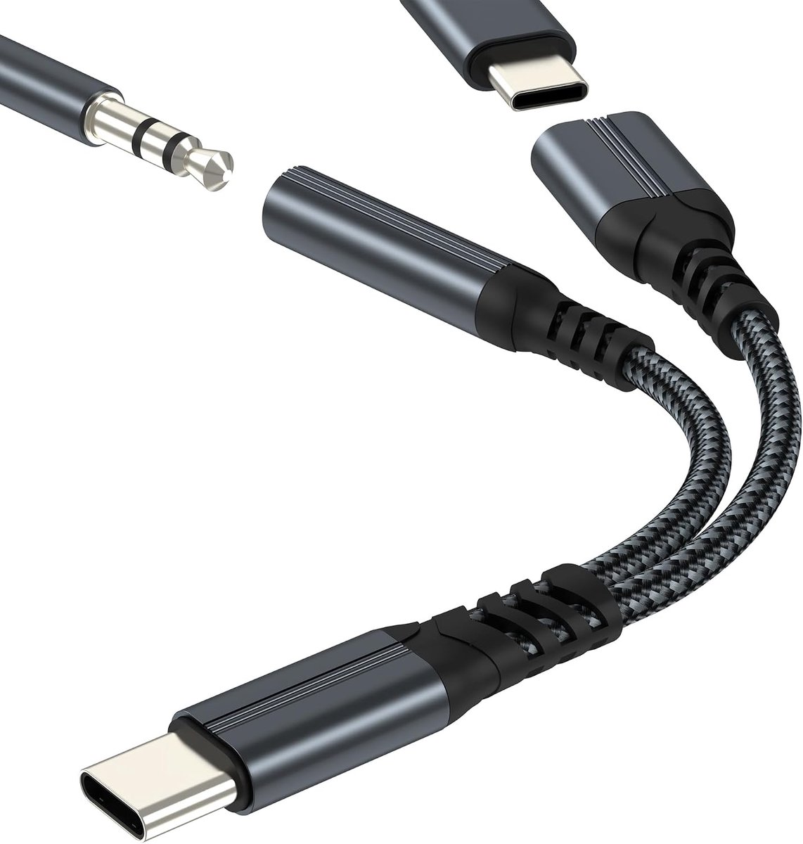 Adapter USB C jack naar kabel voor iPhone 17 16 15 Pro Max compatibel met Samsung Galaxy S26 S25 S24 Ultra - ShopVlot
