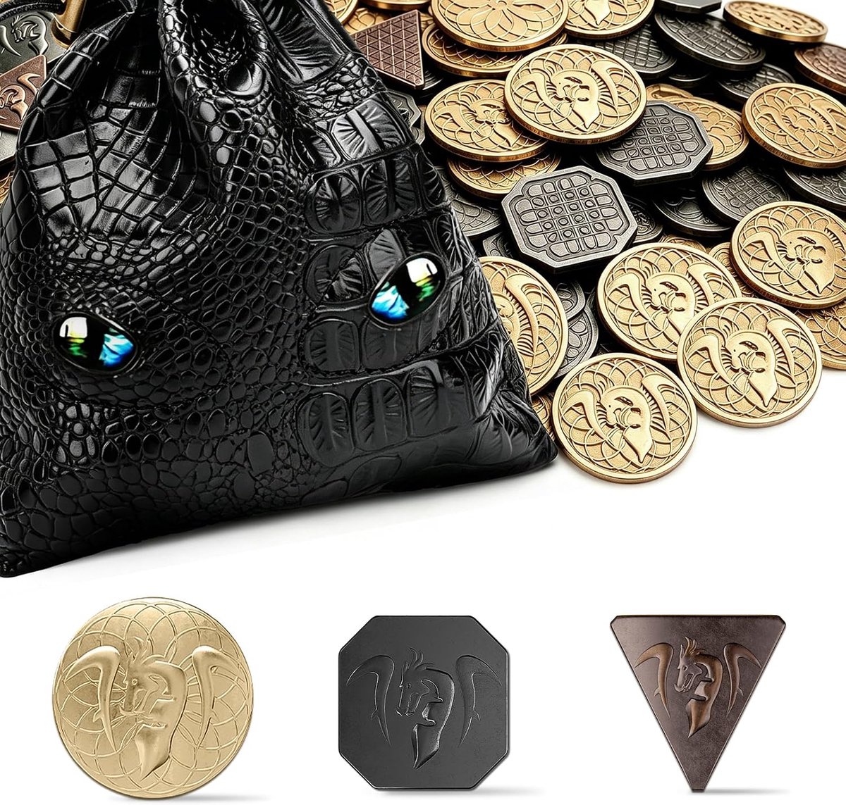 120 Pcs Metal, Silver and Copper DND Coins - DND Coins and Accessories with PU Leather Bag - ShopVlot