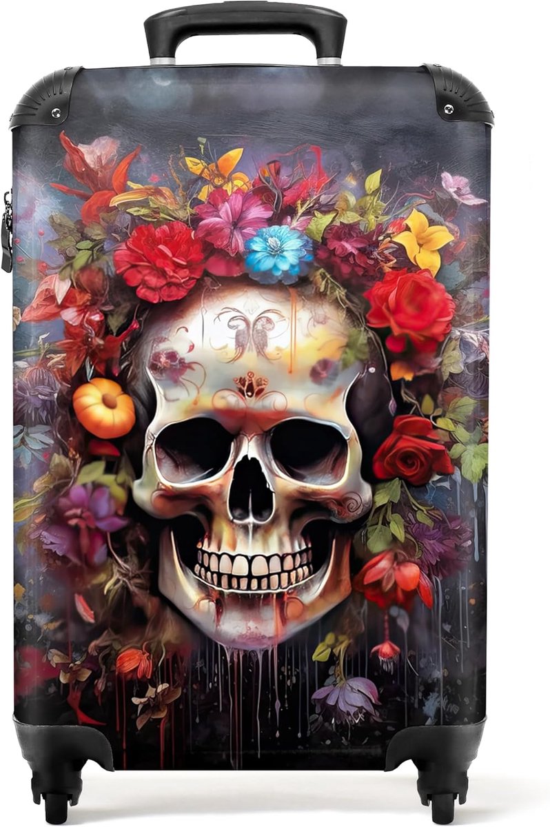 NoBoringSuitcases.com Suitcases competition, skull flowers dark, Handgepäck, suitcase - ShopVlot