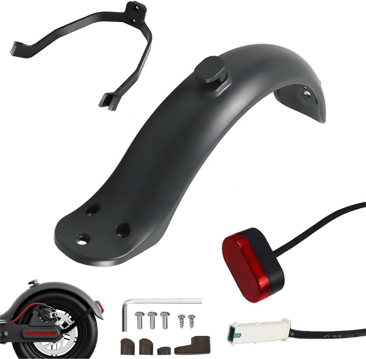 Zegupal Achterste beschermhoes voor Xiaomi M365, 1S, Pro 2, Mi 3, Essential e-scooter, spatbord met achterlicht en - ShopVlot