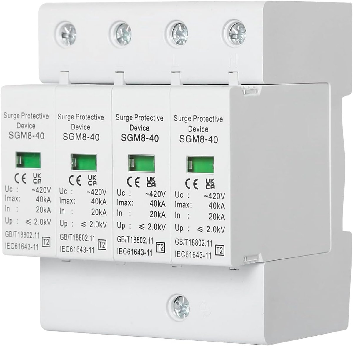 Surge conductor 4P 40KA House Surge Protector DIN-rail low voltage protection derivator device for thunder protection - ShopVlot