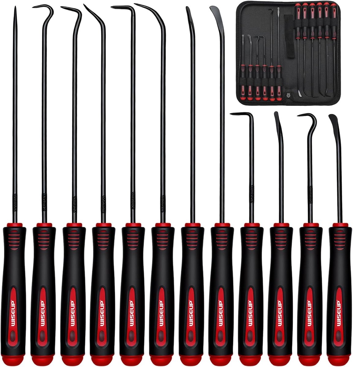 WISEUP 12-delige pick-and-hook gereedschapsset, precisie automotive pick gereedschapsset, lange en mini-trekker - ShopVlot