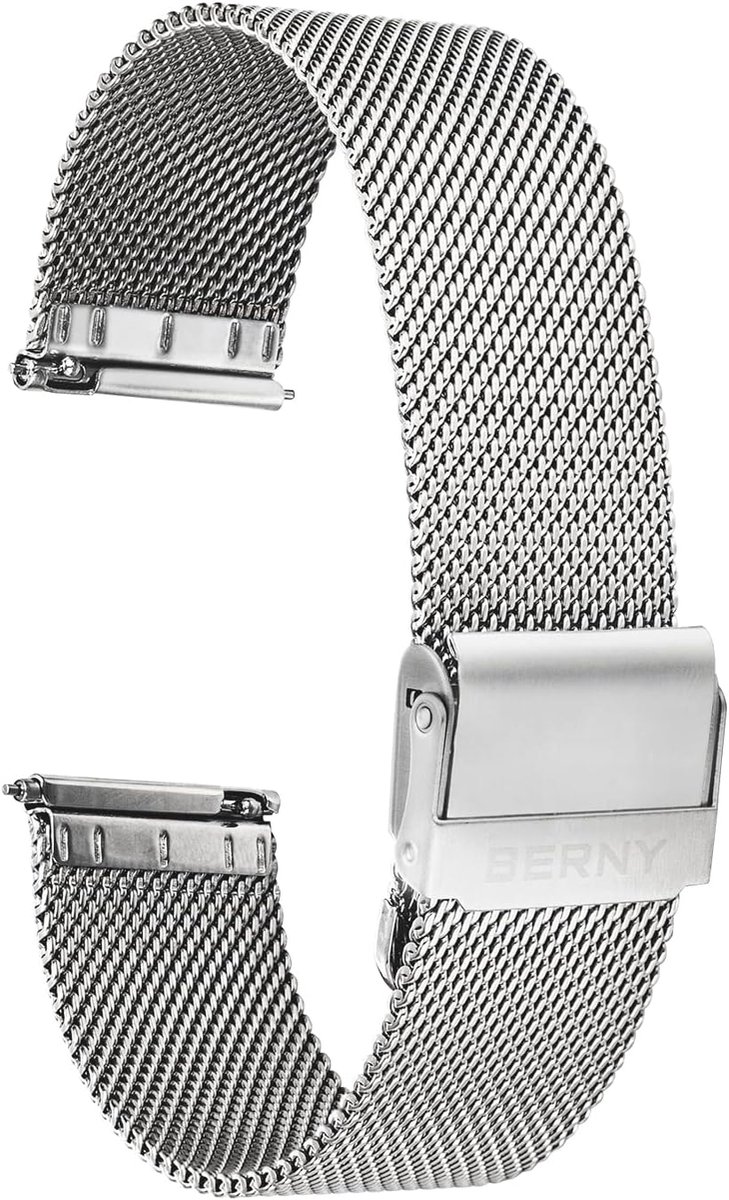 BERNY Stainless Steel Mesh Watchband for Mens Women Quick Release Adjustable Watch Straps Thin Metal Bracelet with - ShopVlot