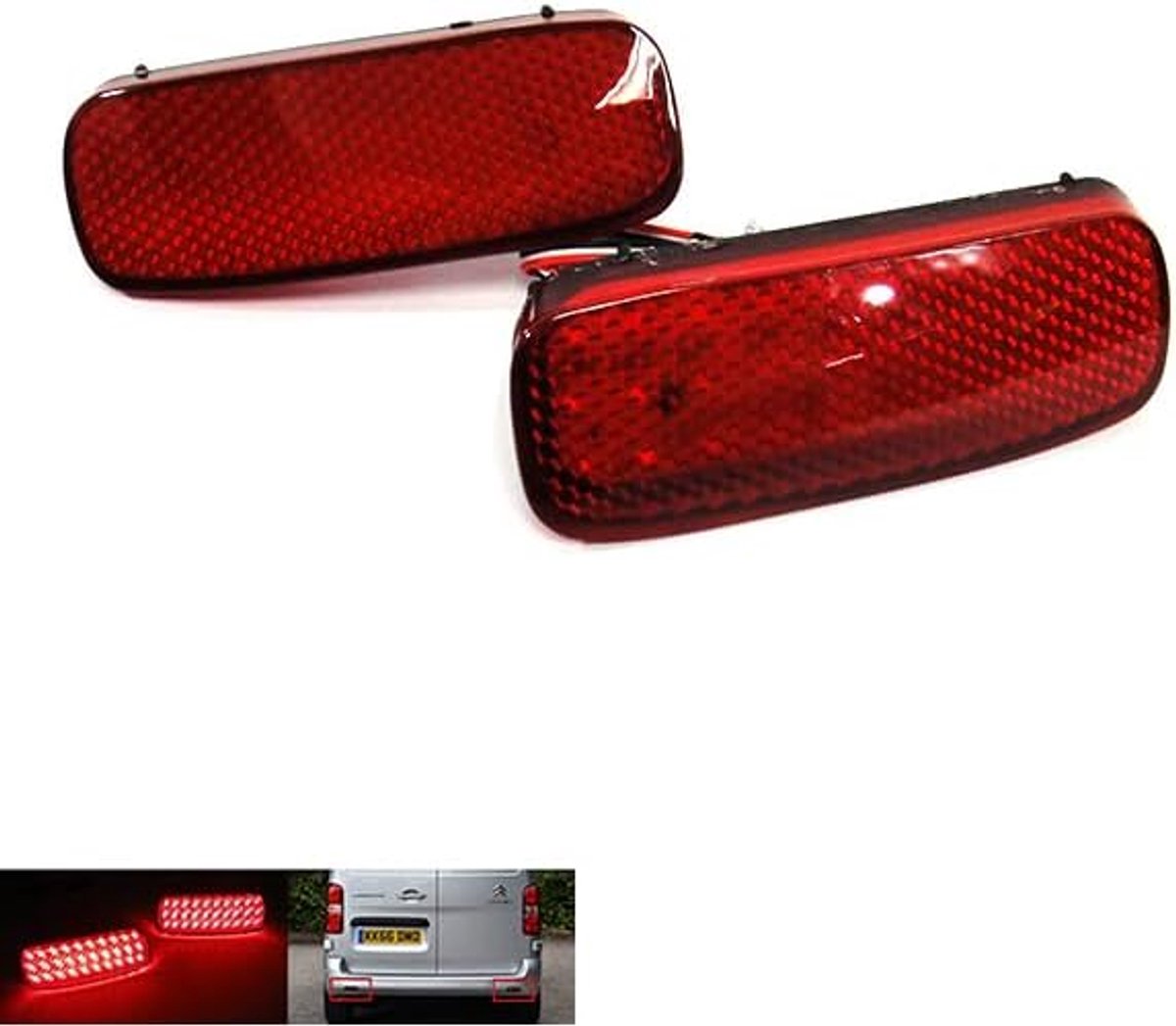 2 x Red lens rear bumper reflector led fog tail brake light DRL for C1 C5 shipping Jumpy 107 206 SW 607 expert Scudo - ShopVlot