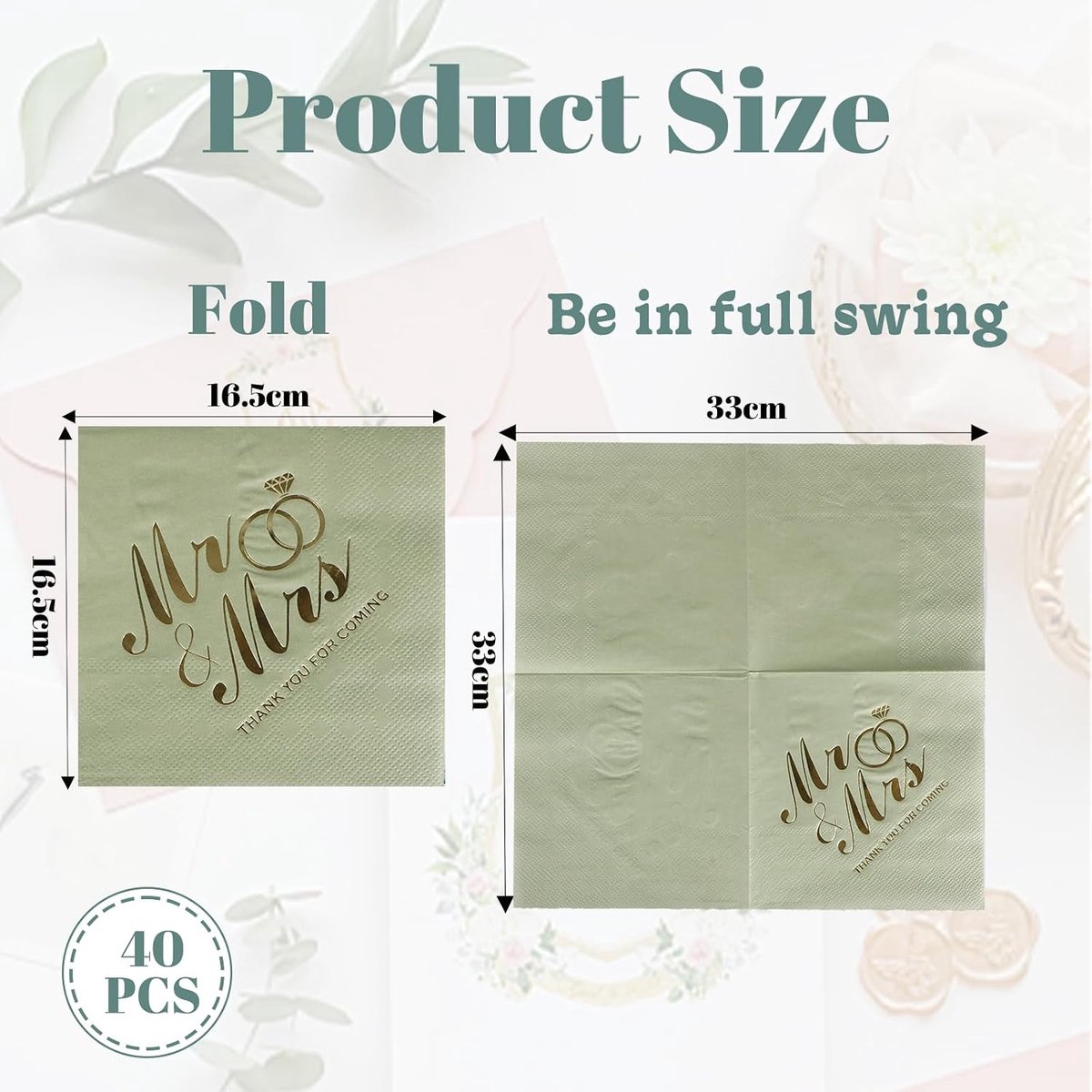 80 stuks servetten bruiloft, servetten eucalyptus groen, servetten saliegroen, tafeldecoratie bruiloft - ShopVlot