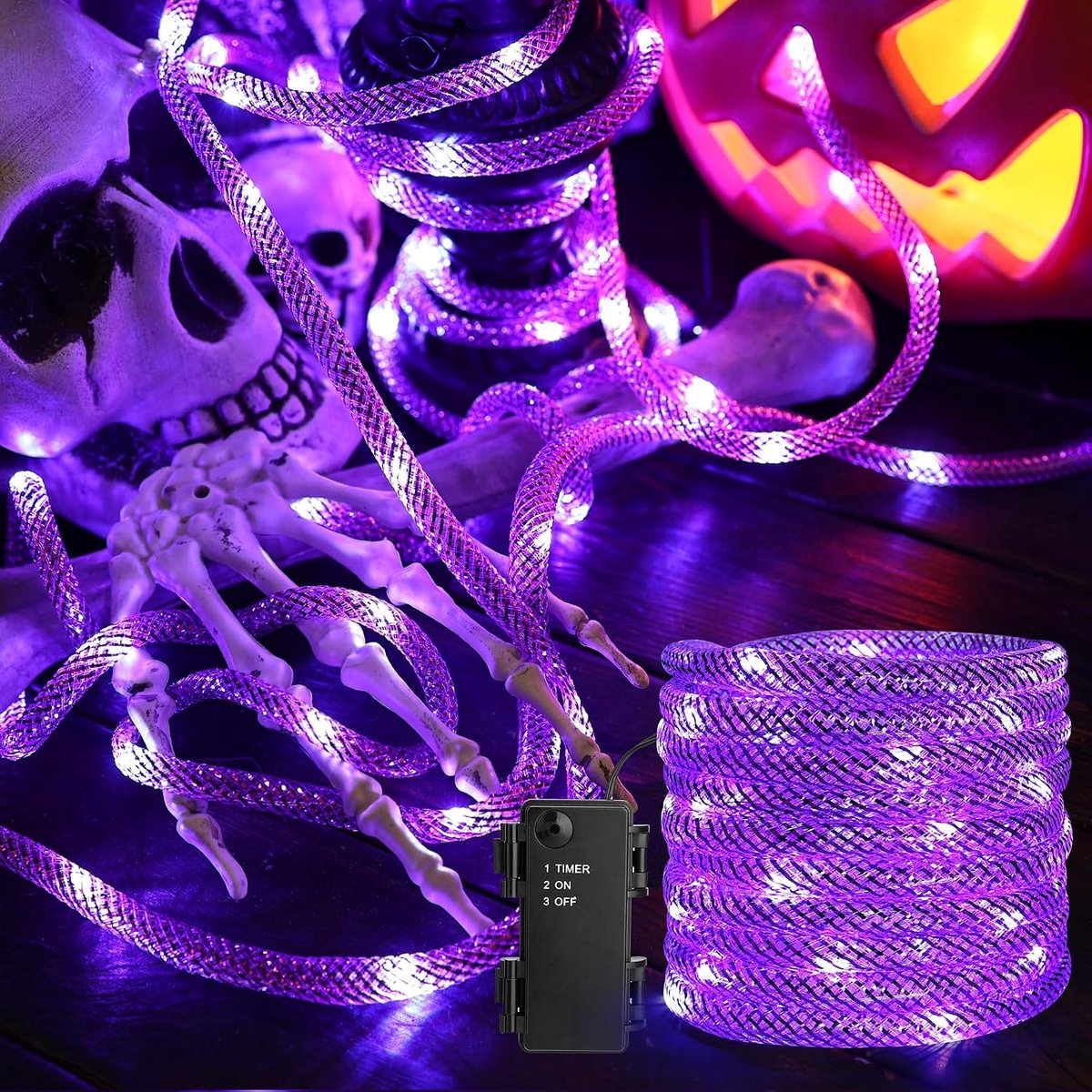 Kerst decoratie buiten Paarse LED Kerstverlichting 36 LED met Timer - Buiten Kerstversiering Tuin Raam Balkon Horror Feestviering DIY