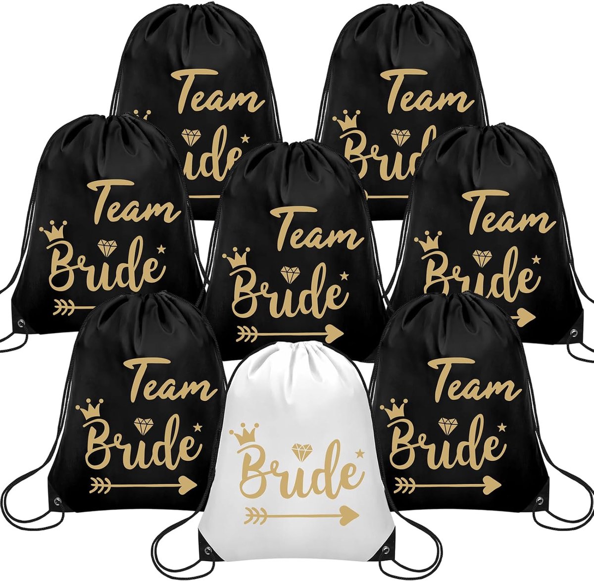 8 Pieces Bride Drawstring Gym Bag, Team Bride Bag with Drawstring, Bachelor Party Women Team, Bachelorette Party Women - ShopVlot