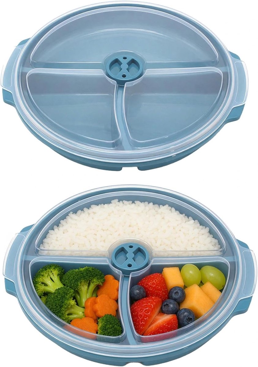 Set van 2 magnetronborden, magnetronservies met deksel, magnetronbord met voorraadcontainer, bewaarservies voor het - ShopVlot