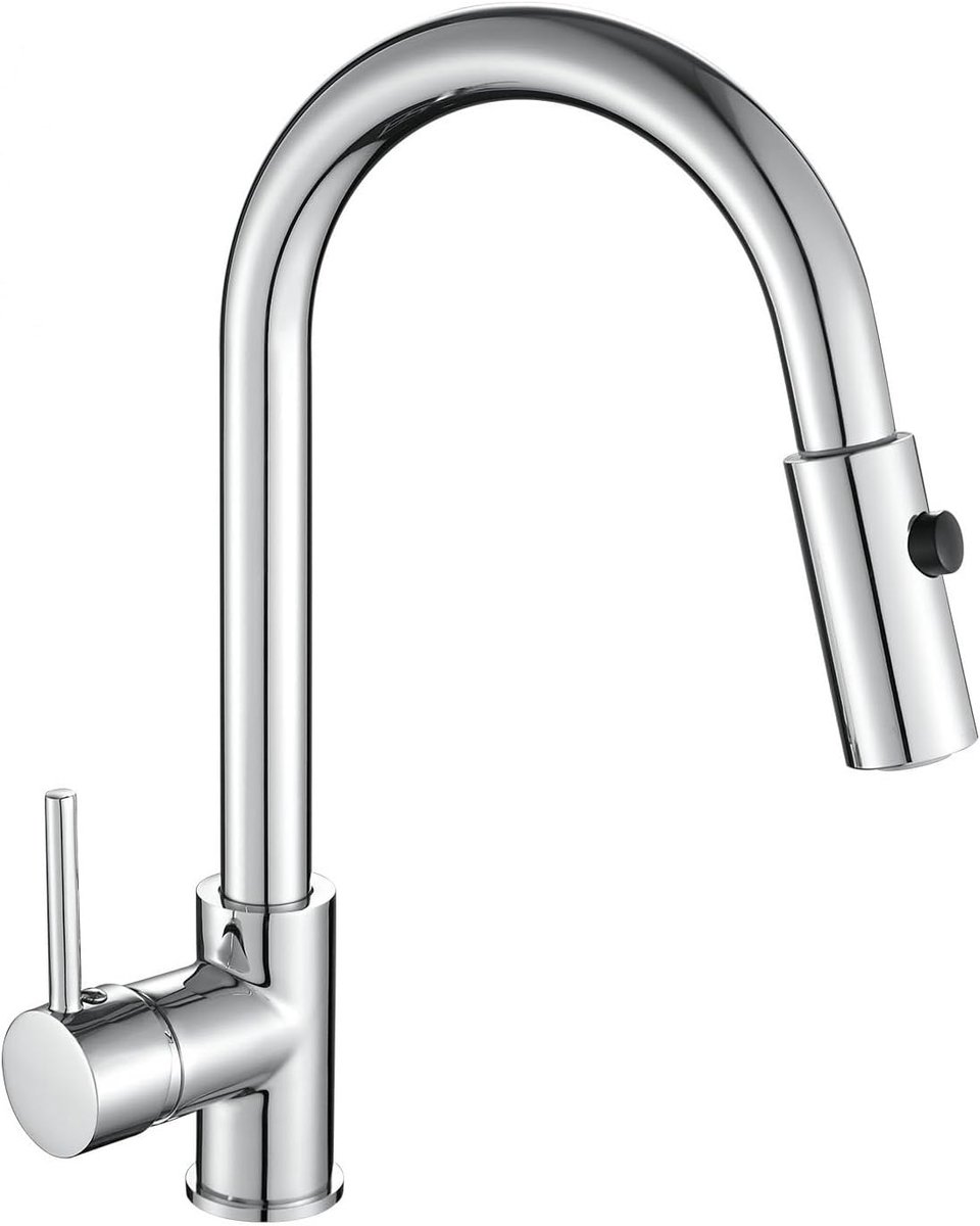 Low Pressure Tap Extendable Chrome Stainless Steel Tap with 3 Connections for Water Heater 360° Swivel Kitchen Tap - ShopVlot