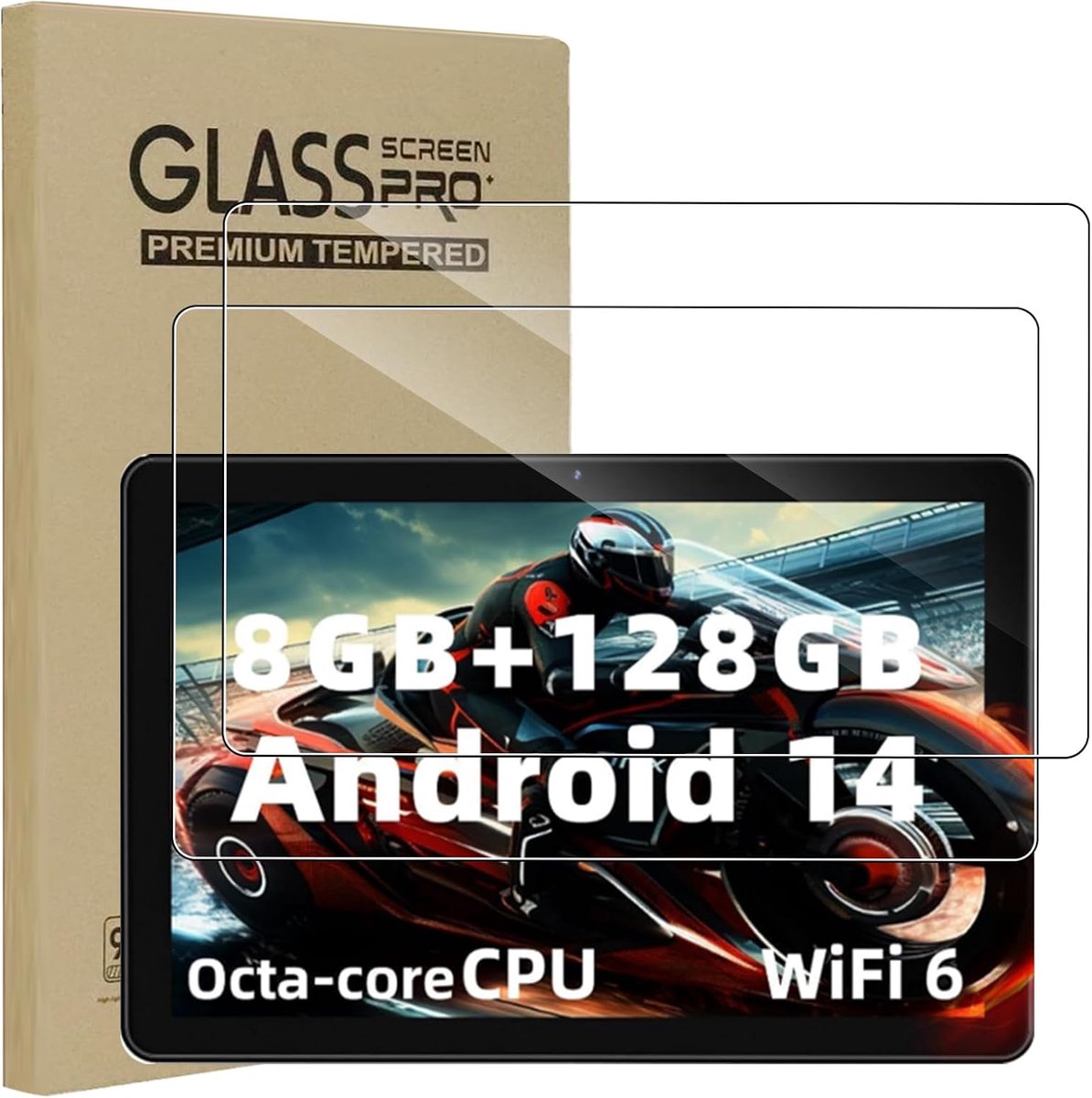 2 stuks gehard glas voor Rebecco K50 tablet (10 inch), hardheidsgraad 9H, HD-displaybeschermfolie, krasbestendig - ShopVlot
