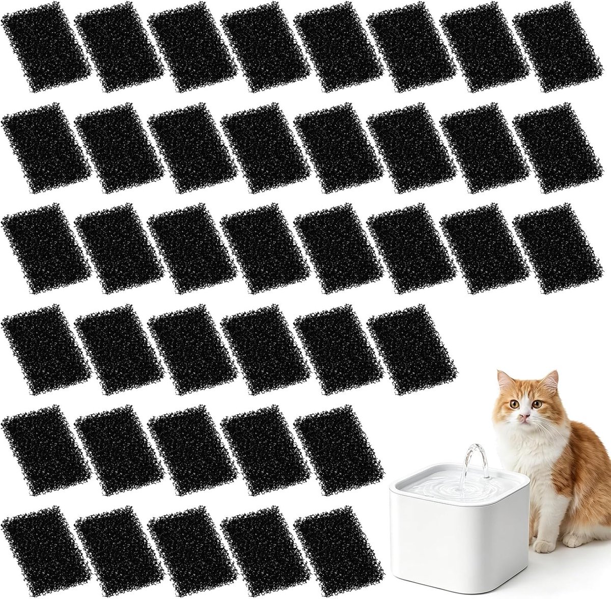 40 stuks huisdierfonteinfilter, sponsfilter voor kattenfontein - ShopVlot