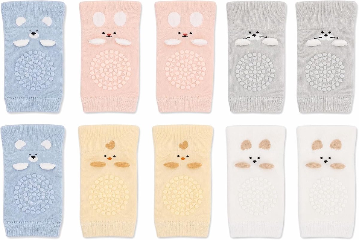 Pack of 5 Knee Pads for Crawling, Summer Baby Mesh Knee Pads, Non-Slip Plants, Breathable Crawling Socks, Protection - ShopVlot