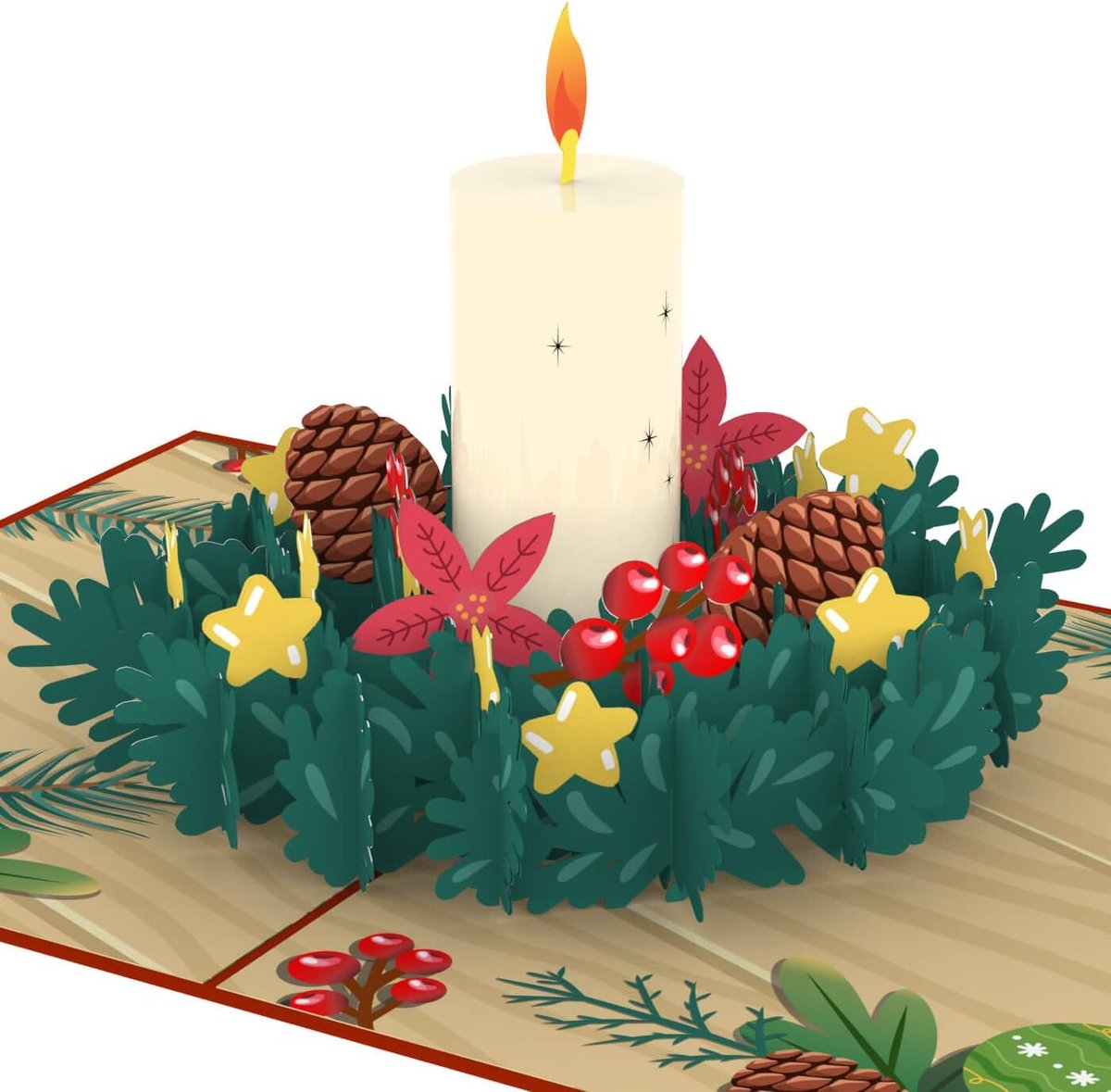 papercrush Pop-up Card Christmas Advent Wreath - 3D Christmas Card for Advent Time with Candle for Women (Girlfriend - ShopVlot