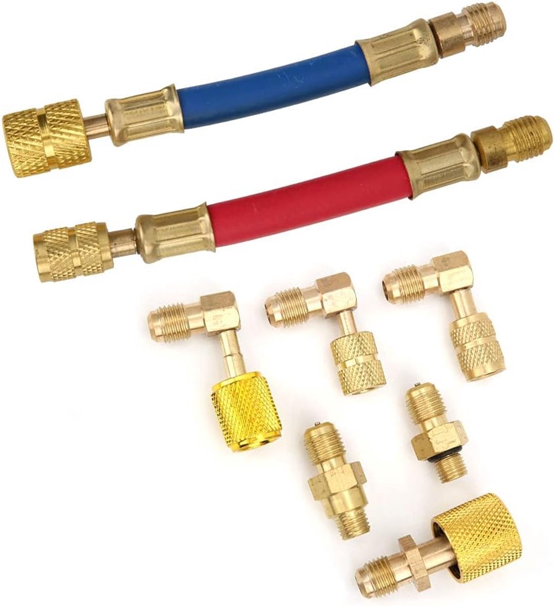 Fyearfly Air Conditioning Adapter Set, 8Pcs R134a R12 Air Conditioning Adapter Male Female Multifunction Connector - ShopVlot