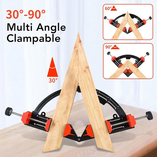 Woodworking Right Angle Clamp, 30° To 90° Angle Adjustable Fast Lock Angle Clamp Multi Angle 45° Scribing Rular With - ShopVlot — afbeelding 5