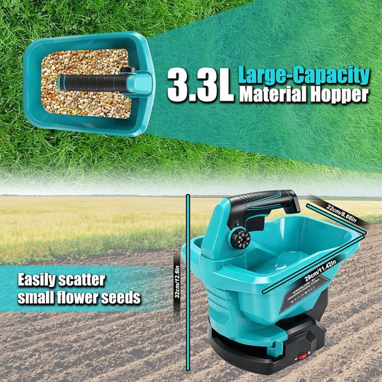 Manure Spreader Compatible with Makita 18 V Battery, Sprayer, Lawn Fertilizer with 3.8 Litre Reserve, 6-Speed Control - ShopVlot — afbeelding 3