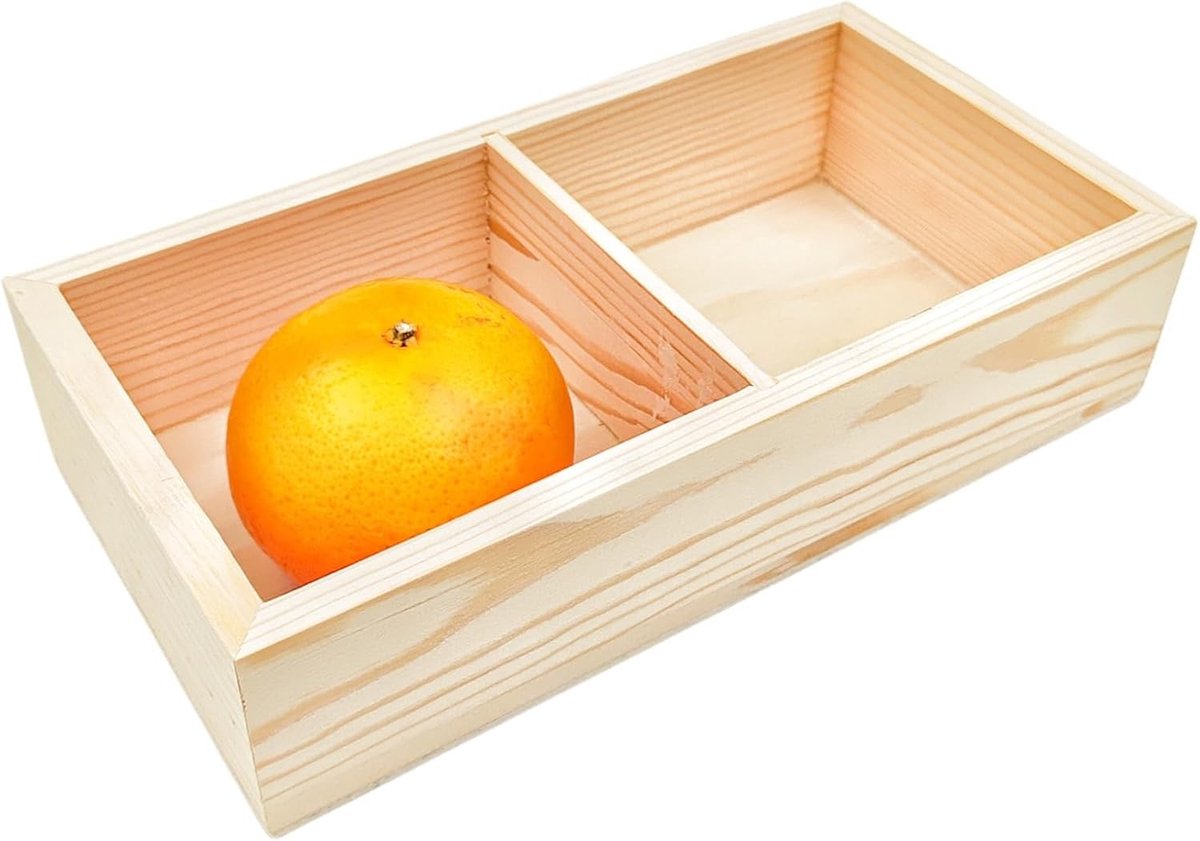 Onafgebouwde Houten Opbergdoos met 2 Compartimenten, Perfect als Sokken Organizer, Ondergoedopslag en Sieraden Display Tray voor Verzamelobjecten