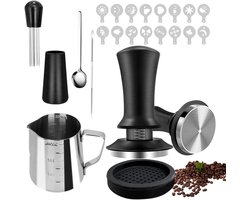 Complete Barista Set met 51 mm Koffietamper, Espresso Mixer, Melkopschuimer, Latte Art Pen en Decoratieve Sjablonen voor Perfecte Koffiecreaties