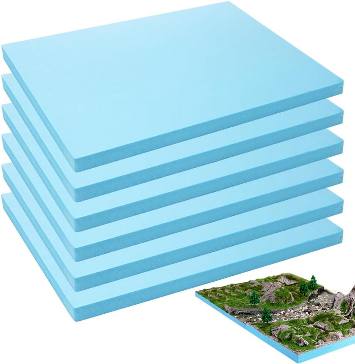Foam platen 30 x 20 x 2 cm - hard schuim - set van 6 - ideaal voor modelbouw en knutselen - ShopVlot