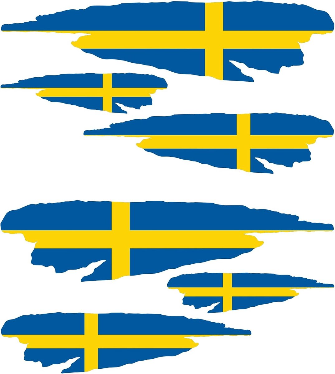 Autostickers Zweden Vlag - 6 Stuks Set - Weerbestendig en UV-bestendig - Makkelijk te installeren - ShopVlot