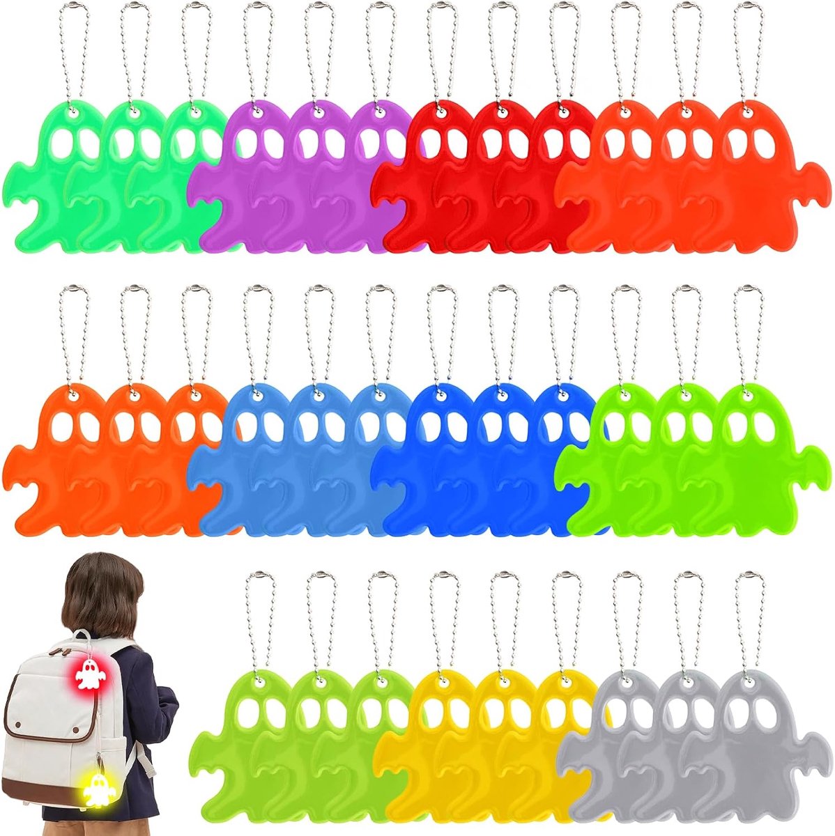 Reflector hangers set van 33 - waterdichte spookvorm - reflecterende PVC pendant - veilig voor fietsen in het donker - ShopVlot