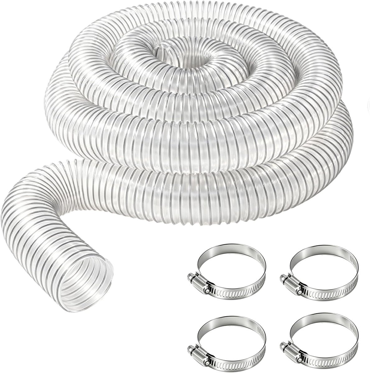 Stofzuigerslang 3 m - 50 mm - transparante pvc-slang - eenvoudig te controleren op verstoppingen - ShopVlot