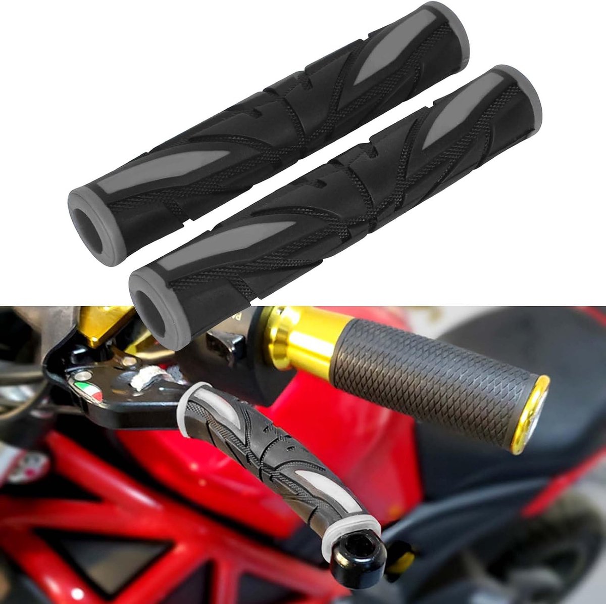 Handrem hendel cover - universeel - grijs rubber - non-slip grip voor motorfiets - ShopVlot