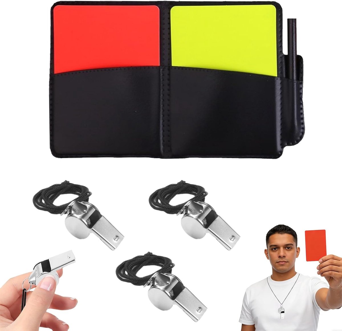 Scheidsrechtersfluitset - roestvrij staal - met lanyard - ideaal voor voetbal en hondentraining - ShopVlot