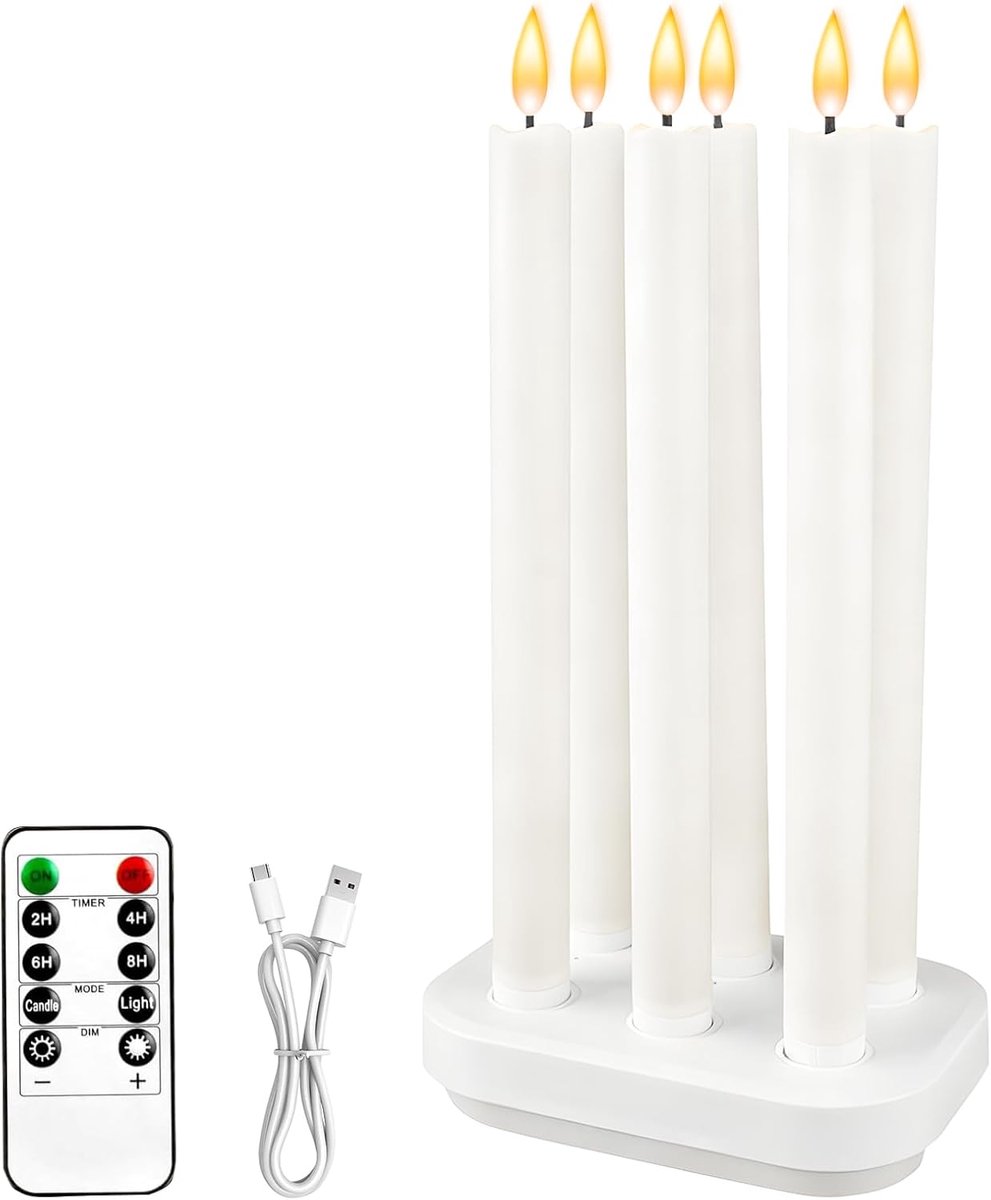 LED Stick Kaarsen met Afstandsbediening - Oplaadbaar - Flikkerend 3D Effect - Ideaal voor Kerstversiering - ShopVlot