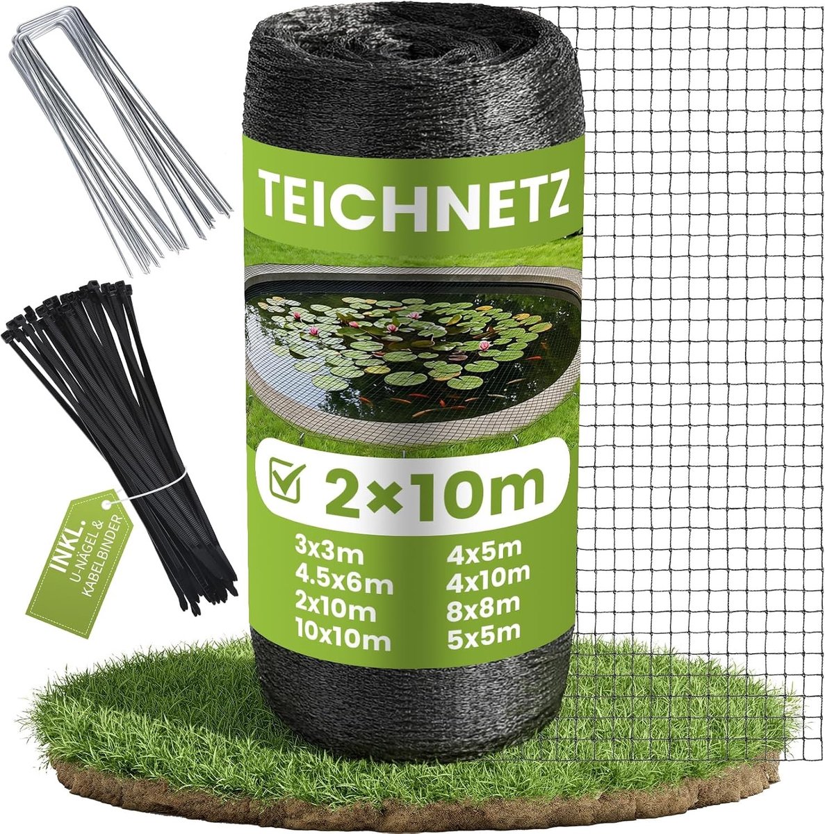Vijvernet Fijnmazig - 2 x 10 m - Weer- en UV-bestendig - Voor Vogel- en Bladbescherming in de Tuin