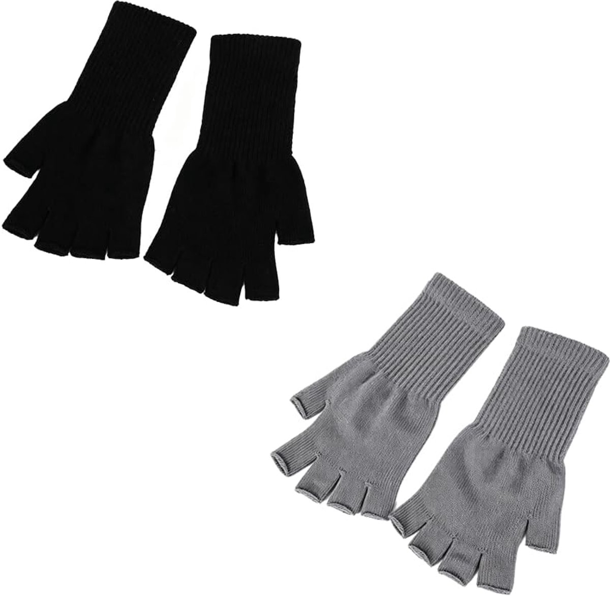 vingerloze handschoenen voor heren en dames - lange polswarmers - zwart en grijs - comfortabele armwarmers voor winter - ShopVlot