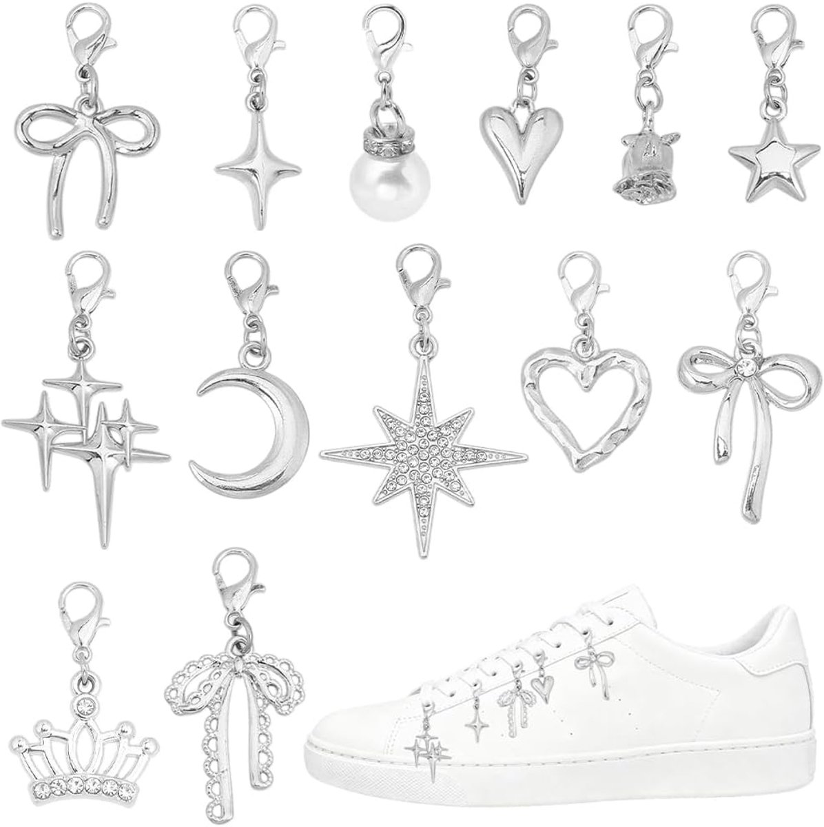 Schoenaccessoires 26pcs - Zilveren charmeclips - 13 stijlen - Persoonlijke touch voor sneakers - ShopVlot