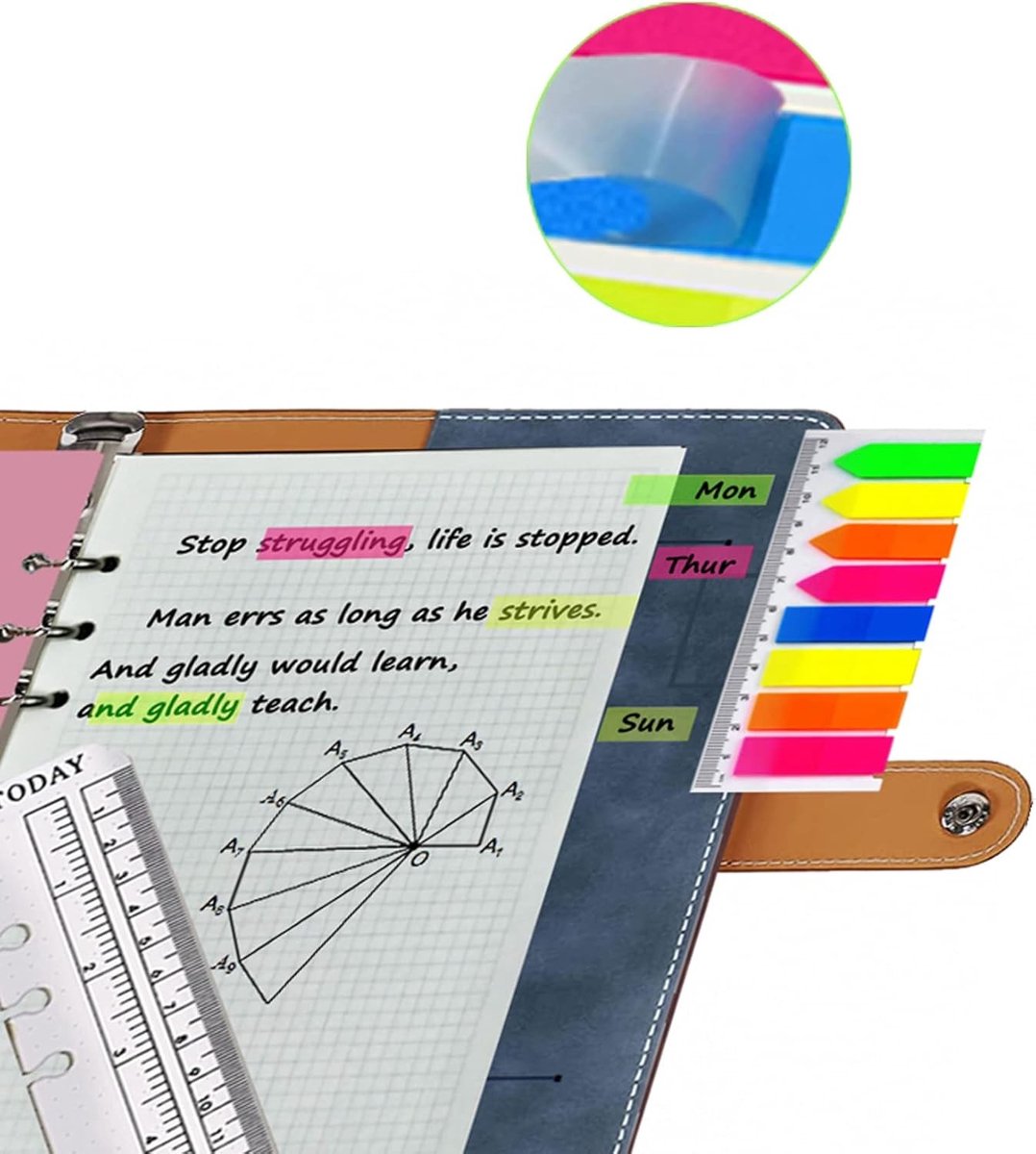SnelShoppen - A5 Ring Binder Notitieboek - Herbruikbaar Dagboek - Echte Leren Organiser - Blauw - 23 x 17 cm - Perfect voor Werk, Reizen en Cadeaus