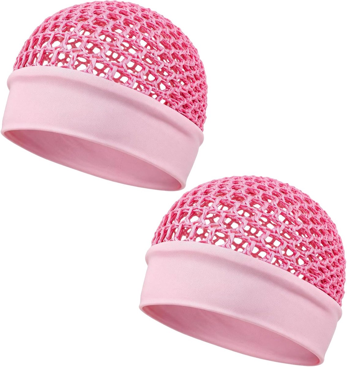 Gehaakte haarnetjes 21 x 19 cm - Polyester haarnet - Roze - Bescherm je krullen tijdens de slaap - ShopVlot