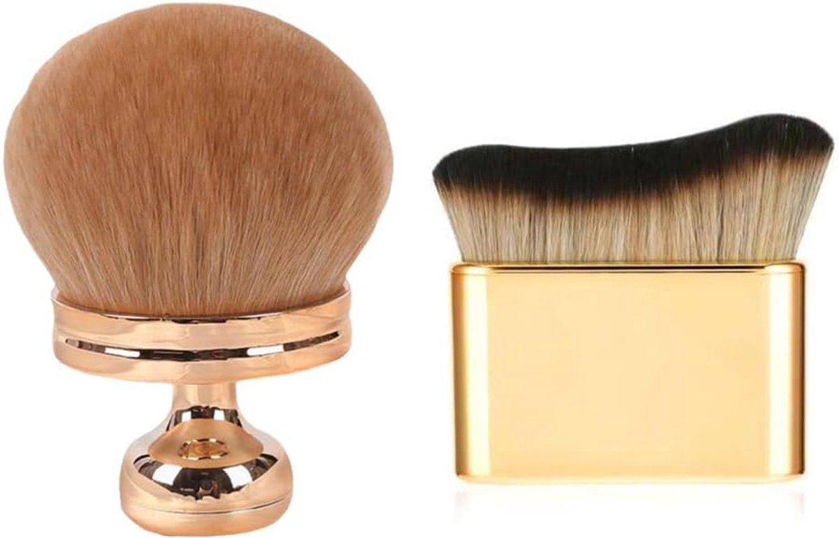 Make-up kwast voor het lichaam - 2 stuks - golfvormig en rond - voor een egale teint - ShopVlot